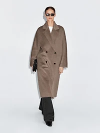 Long wool blend double-breasted coat