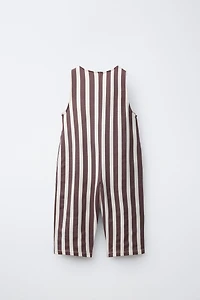 LONG STRIPED OVERALLS WITH EMBOSSED TEXT