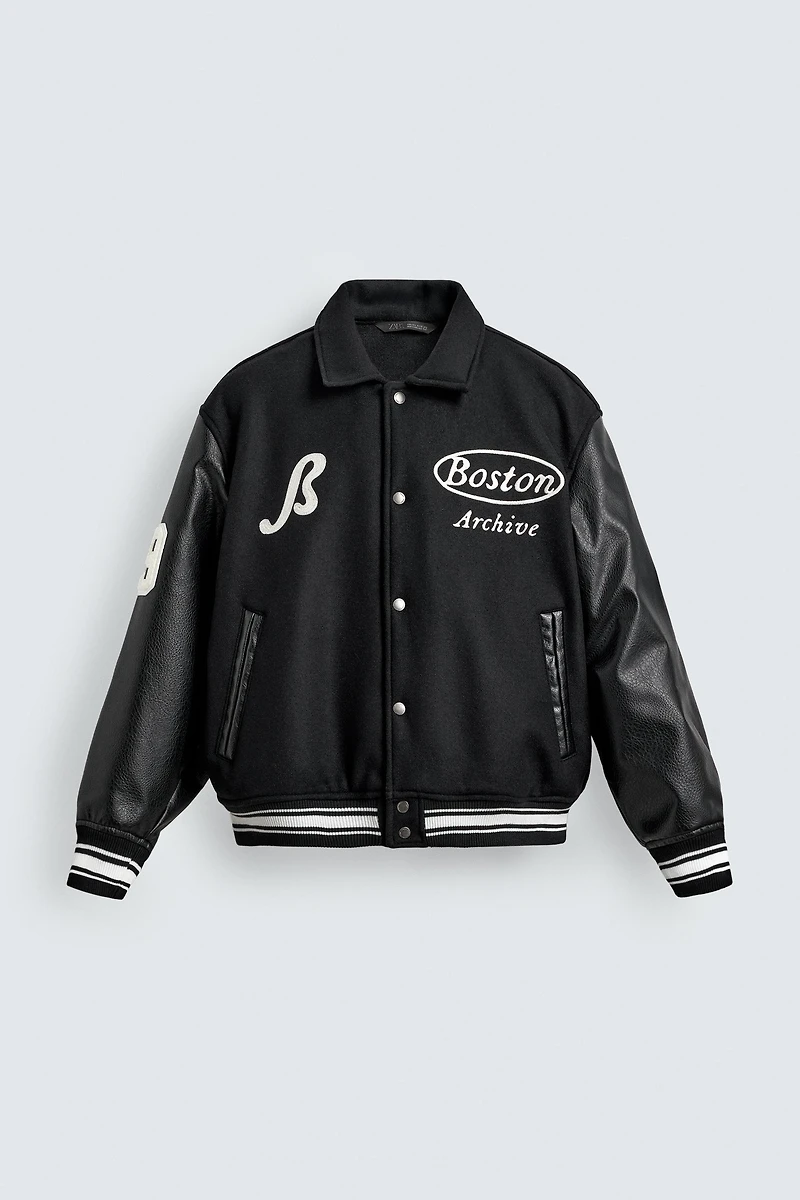 COMBINATION EMBROIDERED BOMBER JACKET