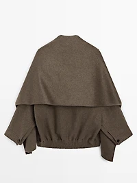 Wool blend bomber jacket with scarf