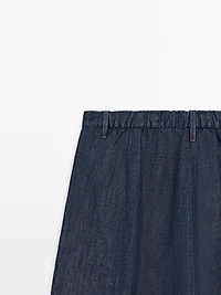Total look linen blend wide-leg jeans
