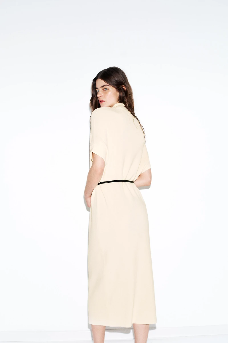 KNIT BELTED DRESS