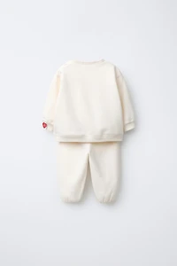 EMBROIDERED TEXT SWEATSHIRT AND PANTS SET