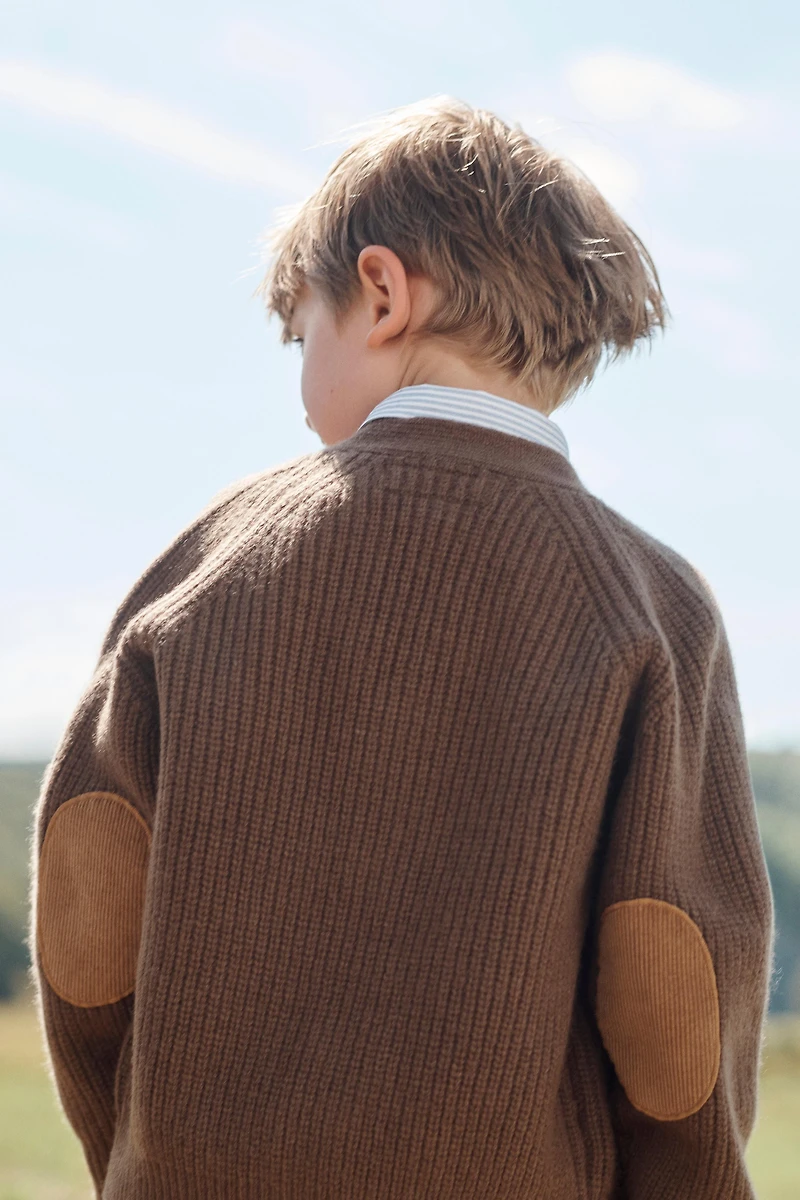 ELBOW PATCH 100% WOOL CARDIGAN LIMITED EDITION