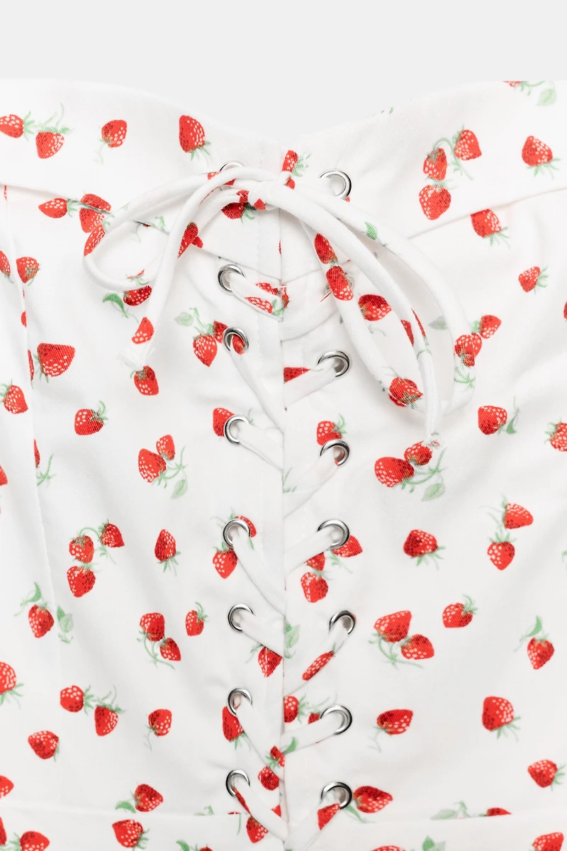 STRAWBERRY PRINT CORSET TOP