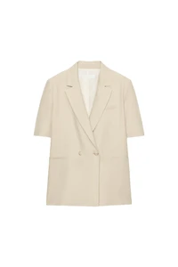 SHORT SLEEVE LINEN BLEND DOUBLE BREASTED BLAZER