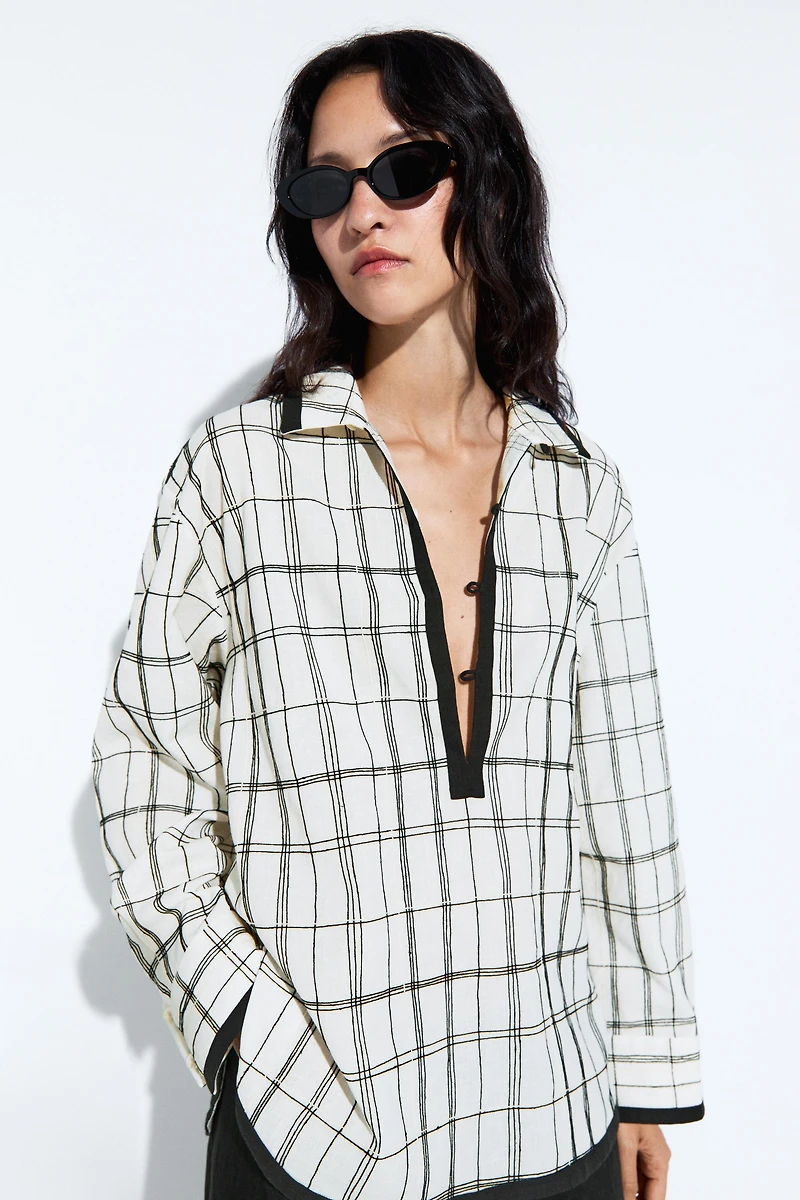 Cotton blend check shirt