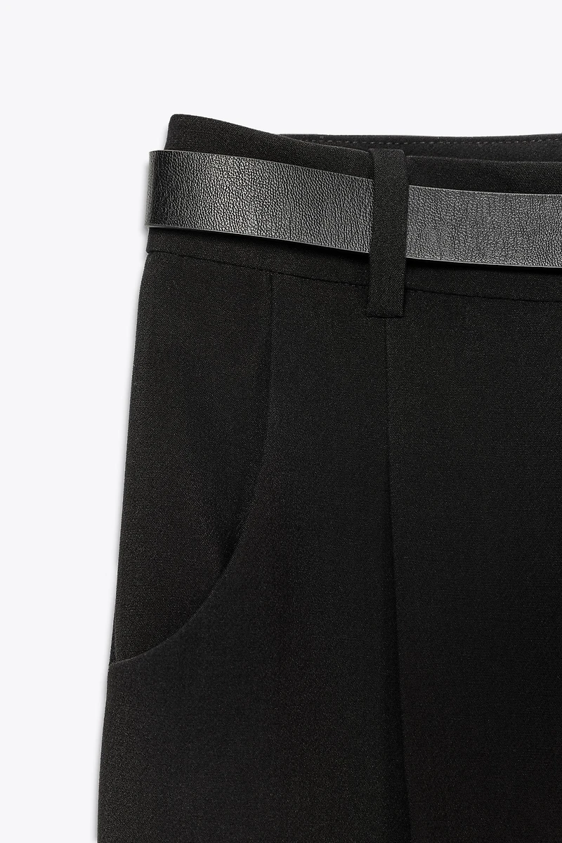 BELTED PLEATED PANTS