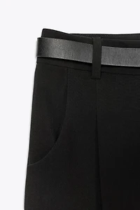BELTED PLEATED PANTS