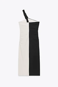 KNOTTED COMBINATION MIDI DRESS