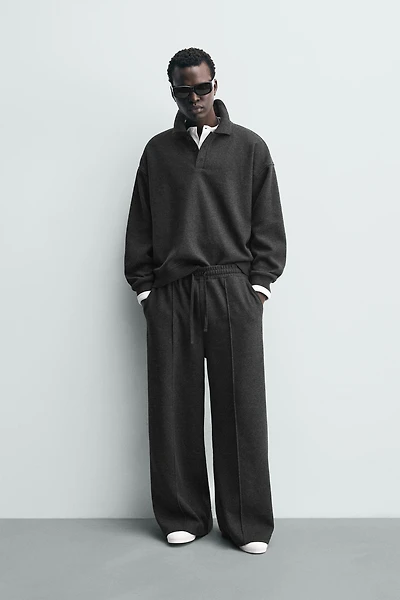 TEXTURED WIDE FIT JOGGER PANTS
