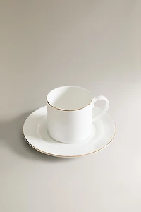 RIMMED BONE CHINA TEACUP AND SAUCER