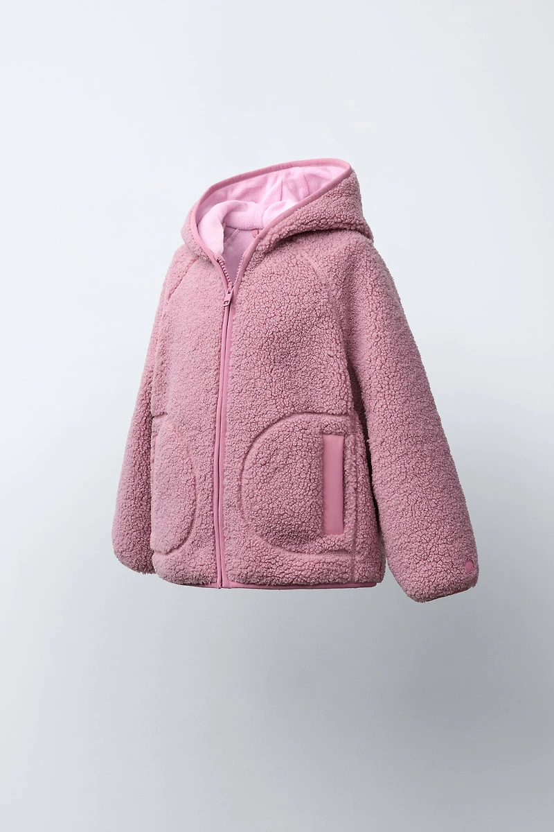 VESTE EFFET MOUTON À CAPUCHE