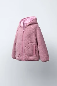 VESTE EFFET MOUTON À CAPUCHE