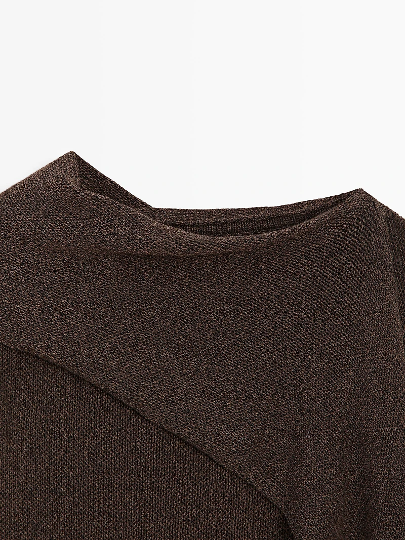 Cotton blend knit cape sweater