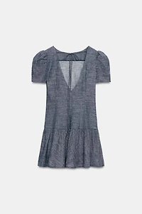 ROBE COURTE À MANCHES BOUFFANTES