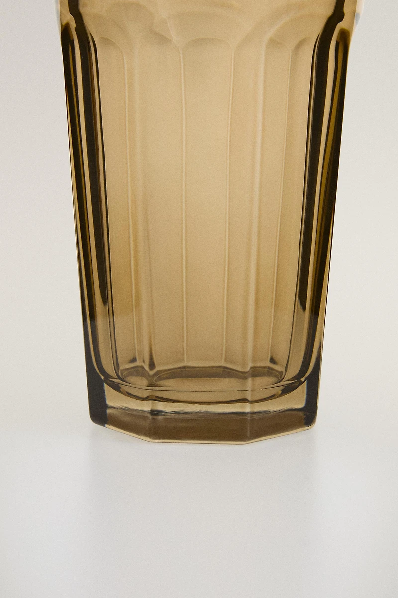 FACETED RAISED DESIGN GLASS SOFT DRINK TUMBLER
