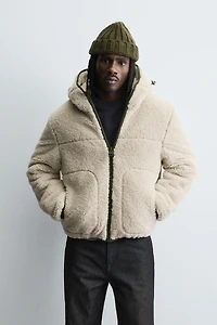 COMBINATION FAUX SHEARLING JACKET