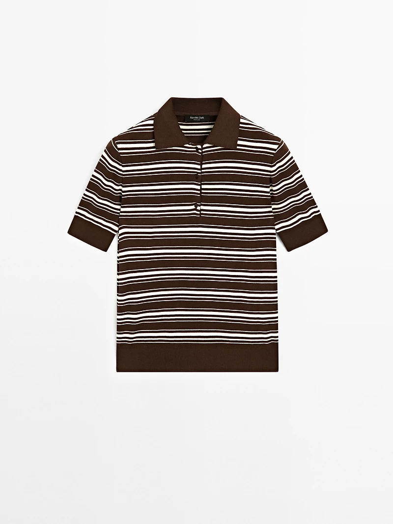 100% cotton polo shirt with striped details