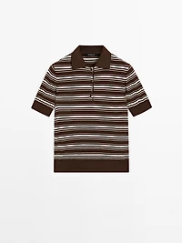 100% cotton polo shirt with striped details