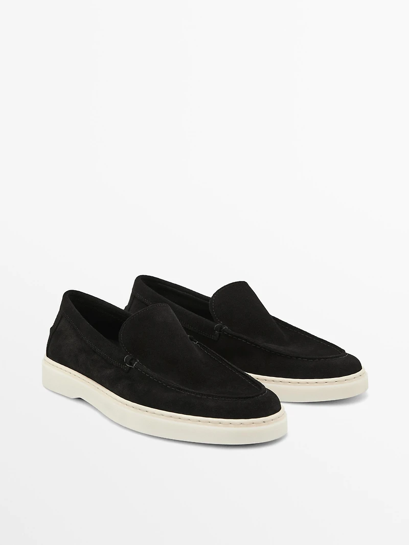 Split leather loafers