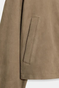 100% LEATHER SHIRT COLLAR JACKET