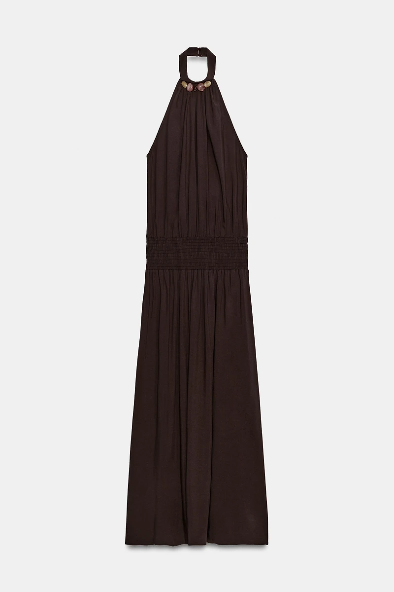 BEADED HALTER DRESS