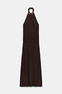 BEADED HALTER DRESS