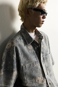 WASHED FLORAL PRINT RELAXED FIT SHIRT