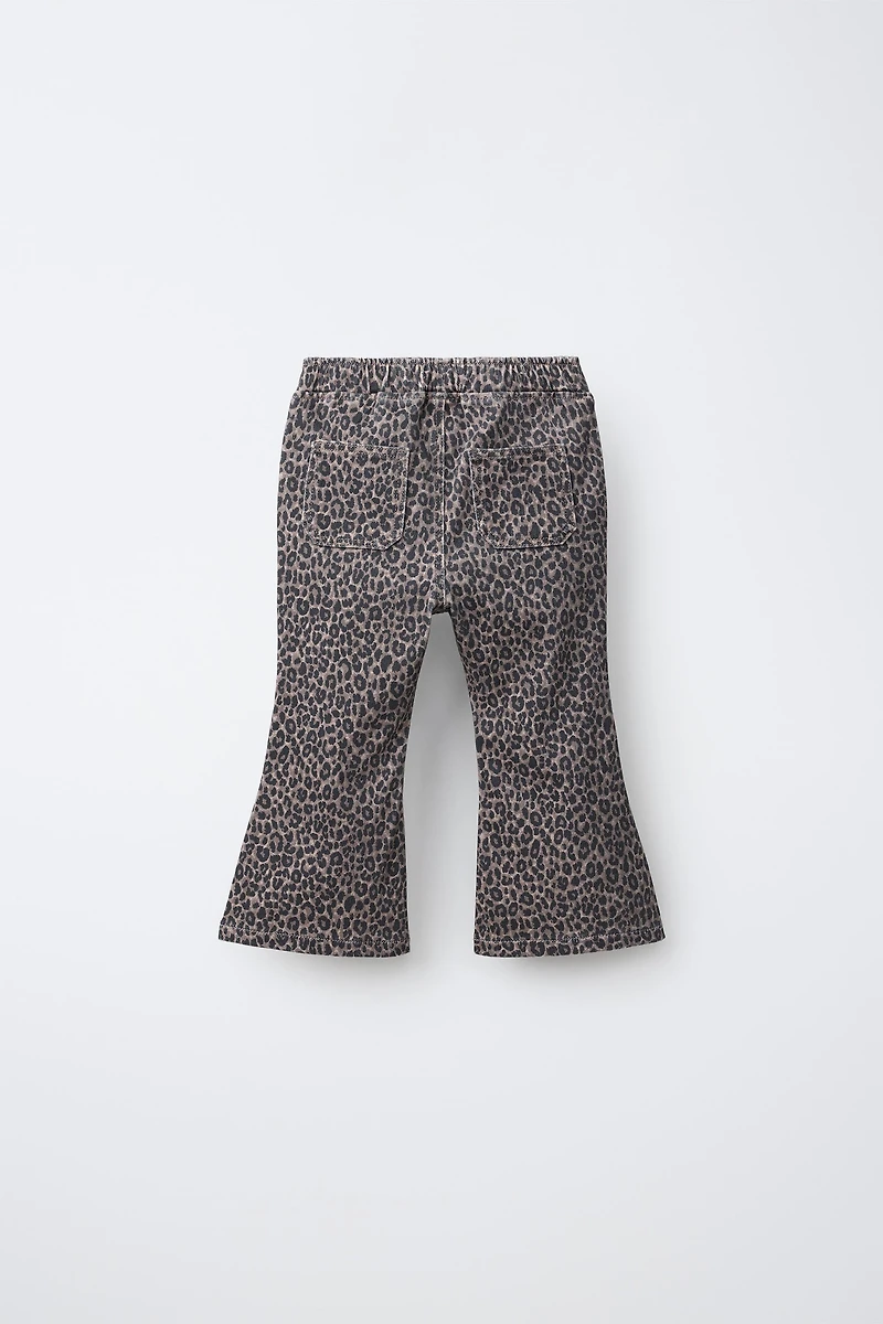 ANIMAL PRINT FLARE JEANS