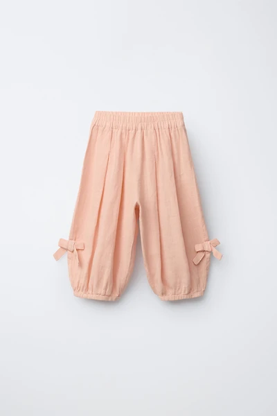 100% LINEN BLOOMER PANTS WITH BOWS