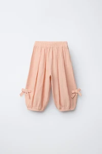 100% LINEN BLOOMER PANTS WITH BOWS