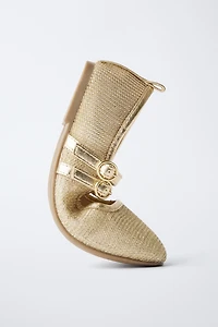 METALLIC DOUBLE STRAP BALLET FLATS