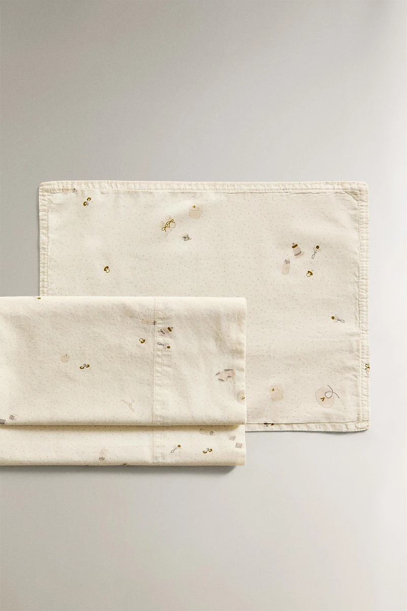 ENSEMBLE DRAPS MINI-LIT BÉBÉ IMPRIMÉ