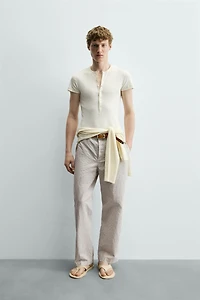 PANTALON STRAIGHT FIT EN SEERSUCKER