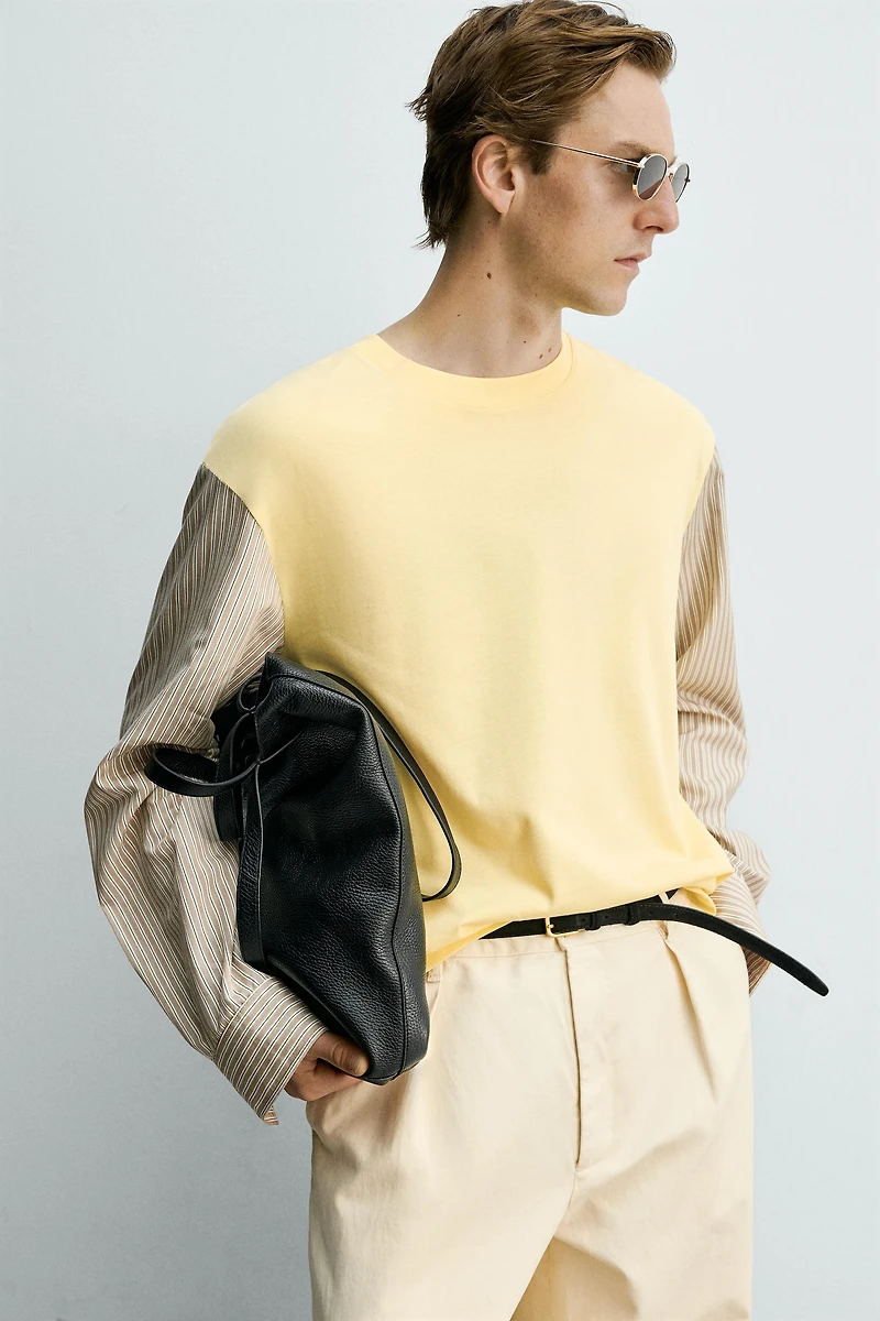 RELAXED FIT CONTRAST SLEEVE T-SHIRT