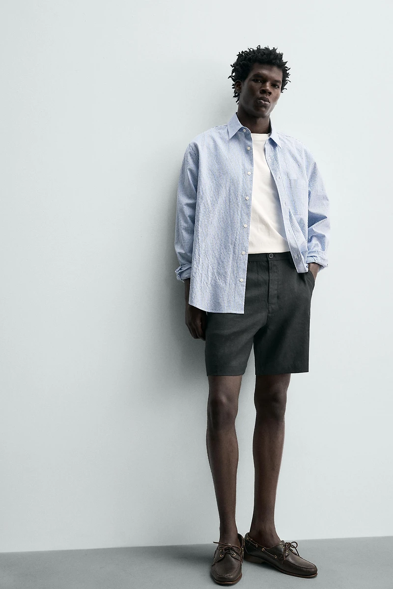 REGULAR FIT 100% LINEN SHORTS