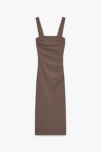 PLEATED MIDI DRESS