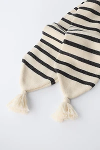 ÉCHARPE EN MAILLE À RAYURES AVEC LAINE