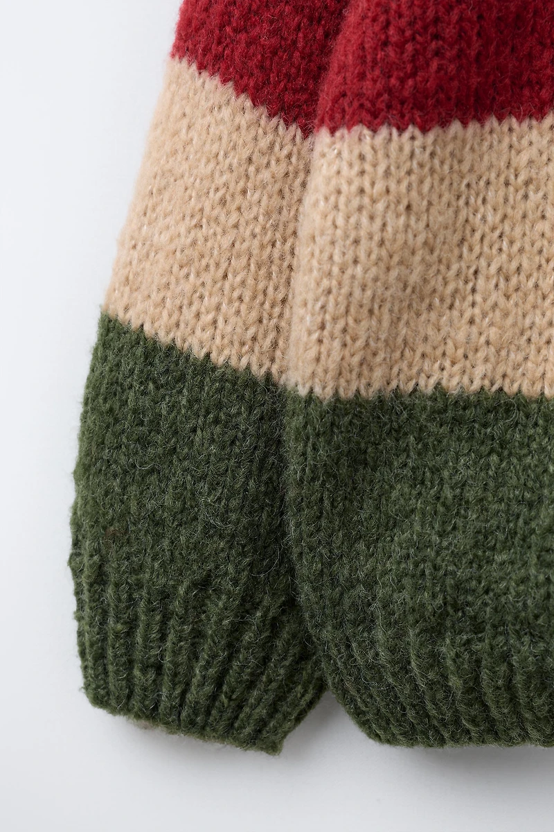 PULL EN MAILLE À RAYURES AVEC LAINE