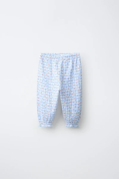 FLORAL AND PLAID BLOOMER PANTS