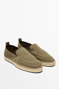 Leather espadrilles with moc toe