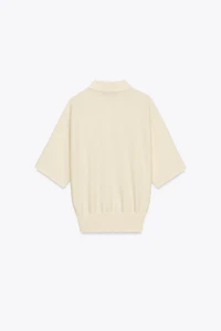 SHORT SLEEVE KNIT POLO TOP