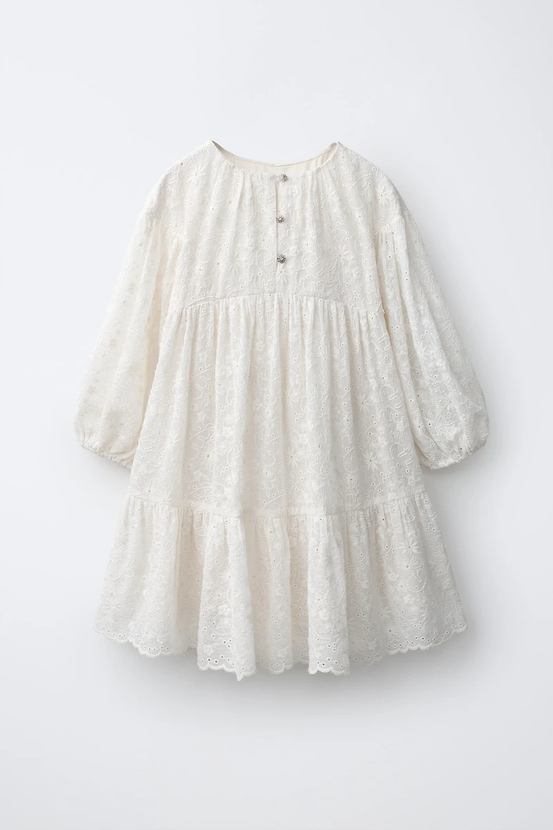 ROBE EN DENTELLE À BOUTONS BIJOUX