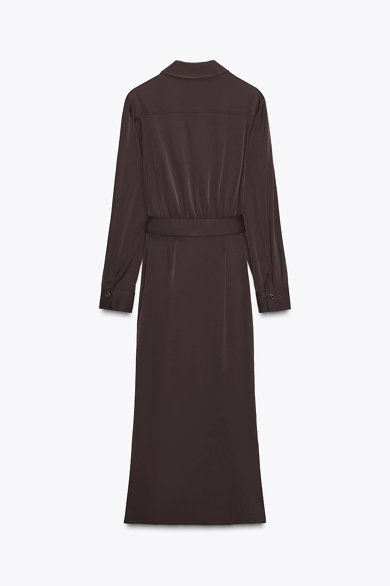 BELTED WRAP MIDI DRESS