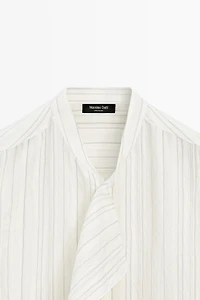 Striped flowing wrap shirt
