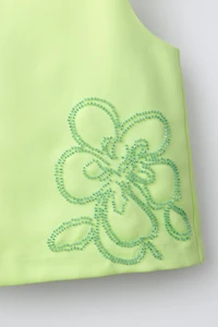 EMBROIDERED BEADED FLOWER TOP