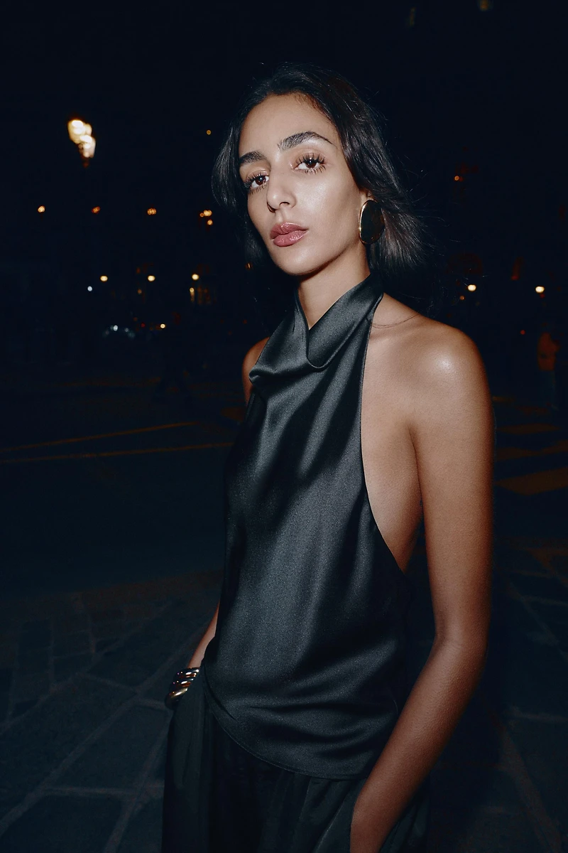 SATIN EFFECT HALTER TOP