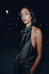 SATIN EFFECT HALTER TOP