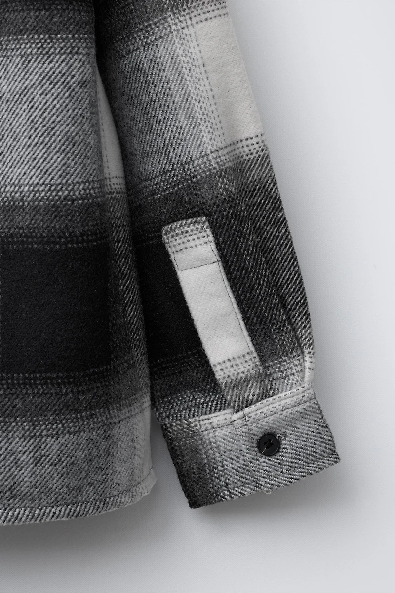 PLAID OVERSHIRT WITH REMOVABLE PLUSH HOOD